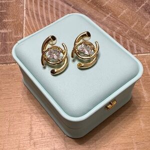 CC Stud ultra 14K Gold Plated Luxury Earrings over brass (has weight)